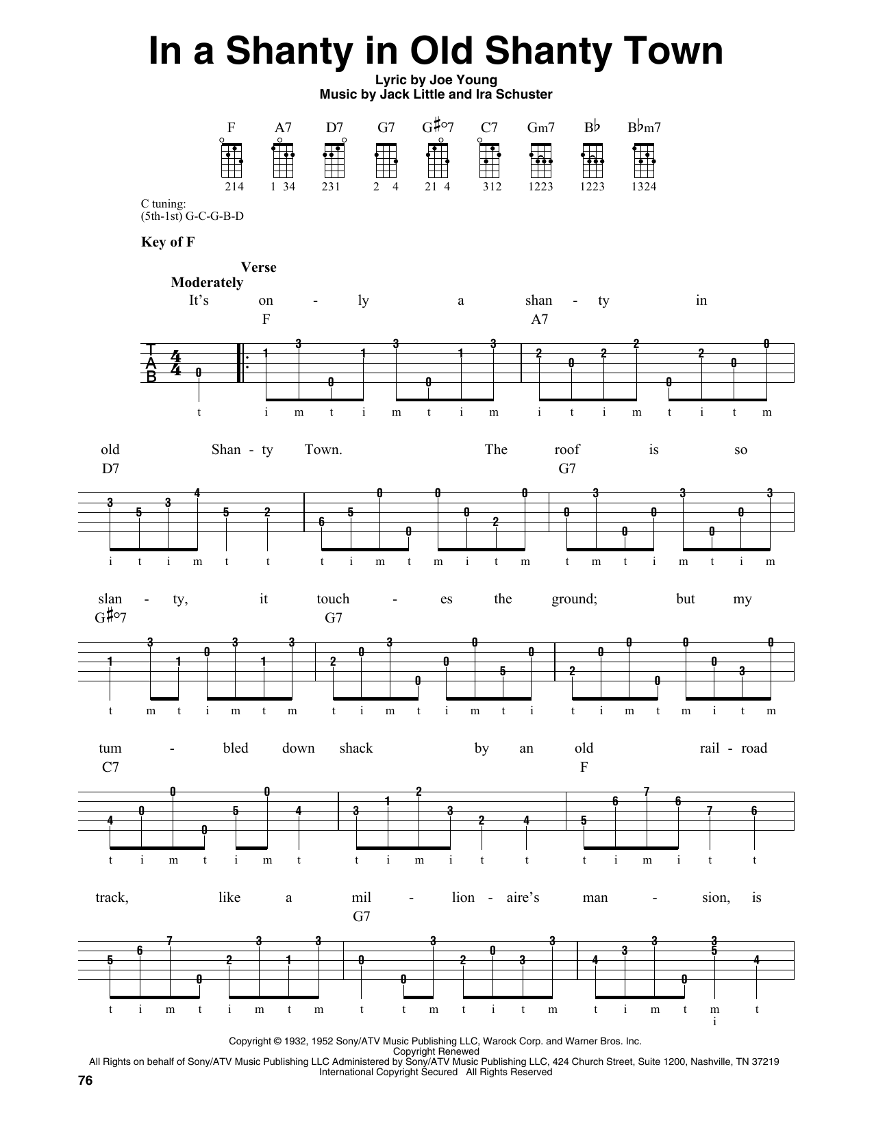 Little Jack Little In A Shanty In Old Shanty Town Sheet Music Notes & Chords for Banjo - Download or Print PDF