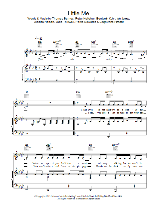 Little Mix Little Me Sheet Music Notes & Chords for Piano, Vocal & Guitar (Right-Hand Melody) - Download or Print PDF