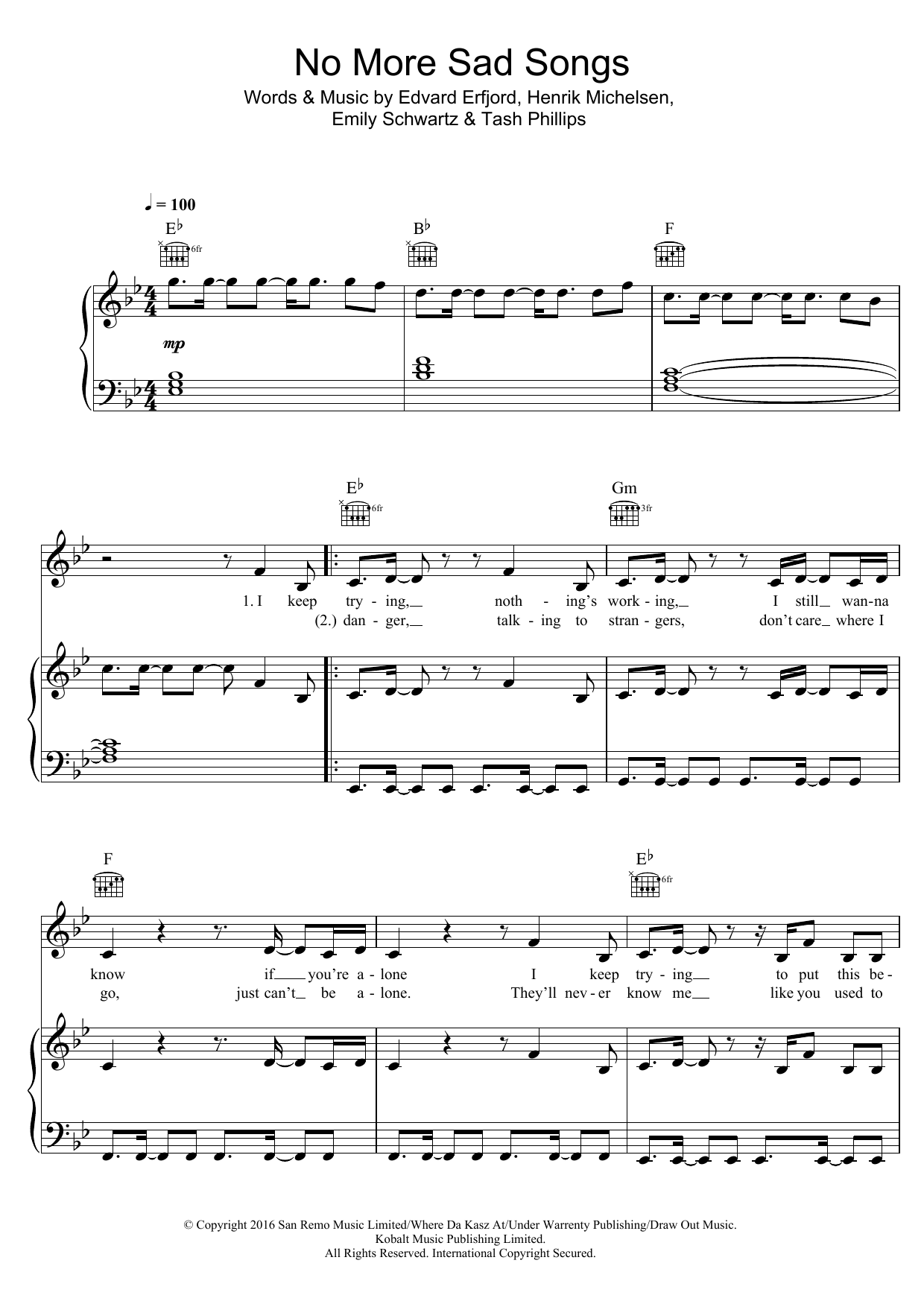 Little Mix No More Sad Songs (featuring Machine Gun Kelly) Sheet Music Notes & Chords for Piano, Vocal & Guitar (Right-Hand Melody) - Download or Print PDF