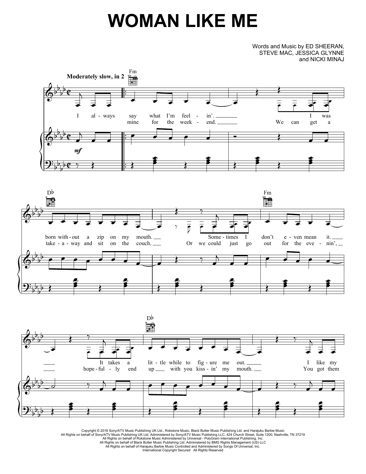 Little Mix Woman Like Me (feat. Nicki Minaj) Sheet Music Notes & Chords for Really Easy Piano - Download or Print PDF