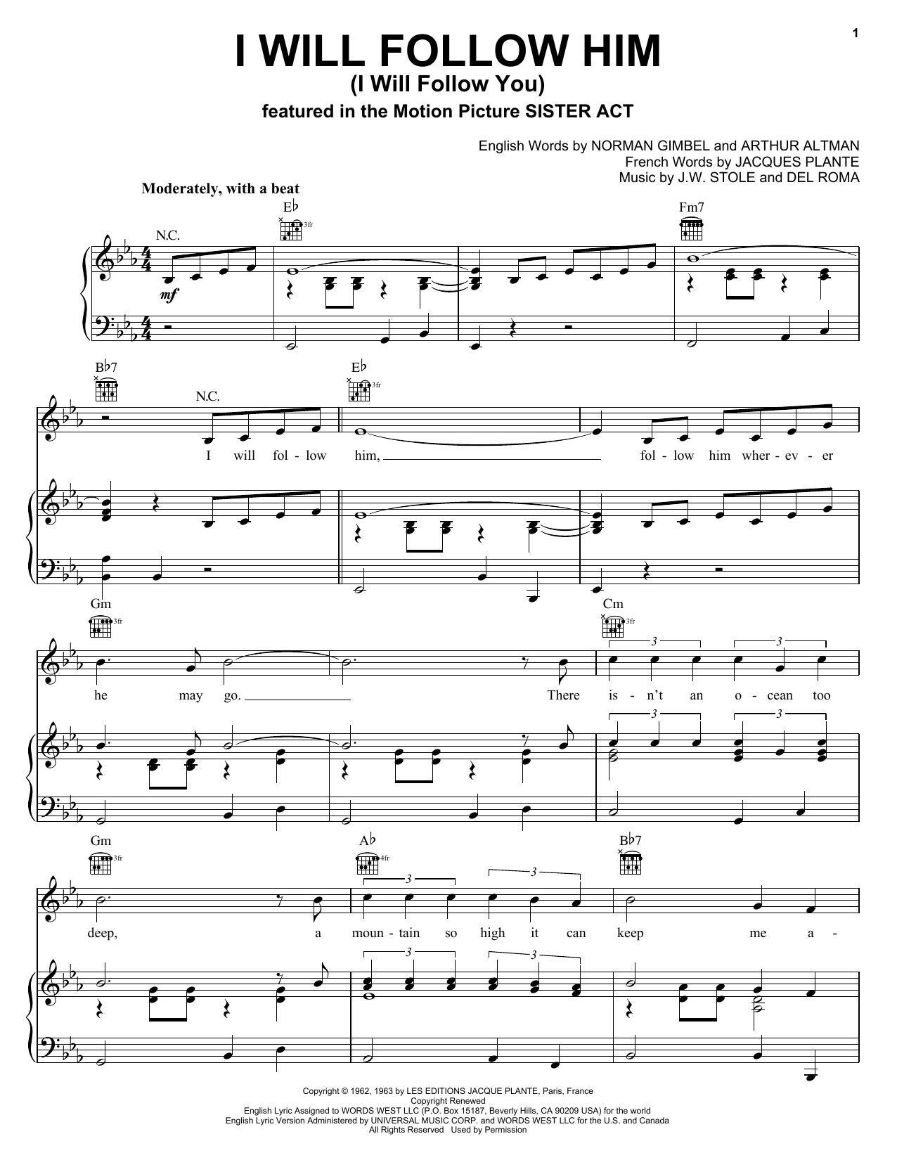 Little Peggy March I Will Follow Him (I Will Follow You) Sheet Music Notes & Chords for Ukulele - Download or Print PDF