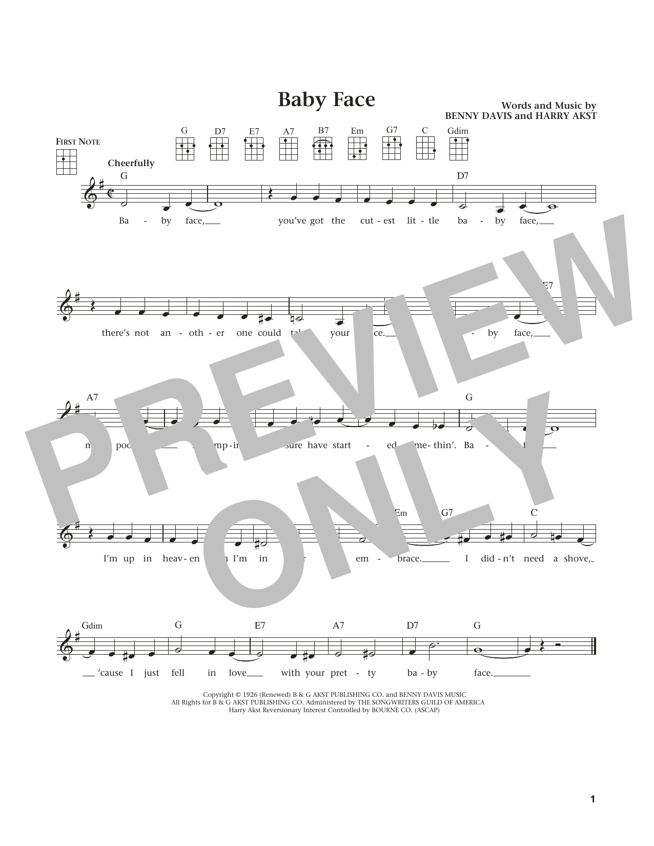 Little Richard Baby Face (from The Daily Ukulele) (arr. Liz and Jim Beloff) Sheet Music Notes & Chords for Ukulele - Download or Print PDF