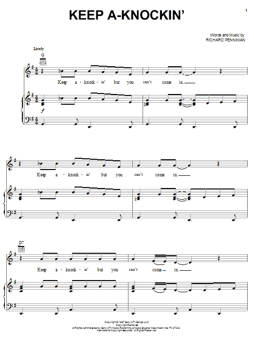 Little Richard Keep A Knockin' Sheet Music Notes & Chords for Lyrics & Chords - Download or Print PDF