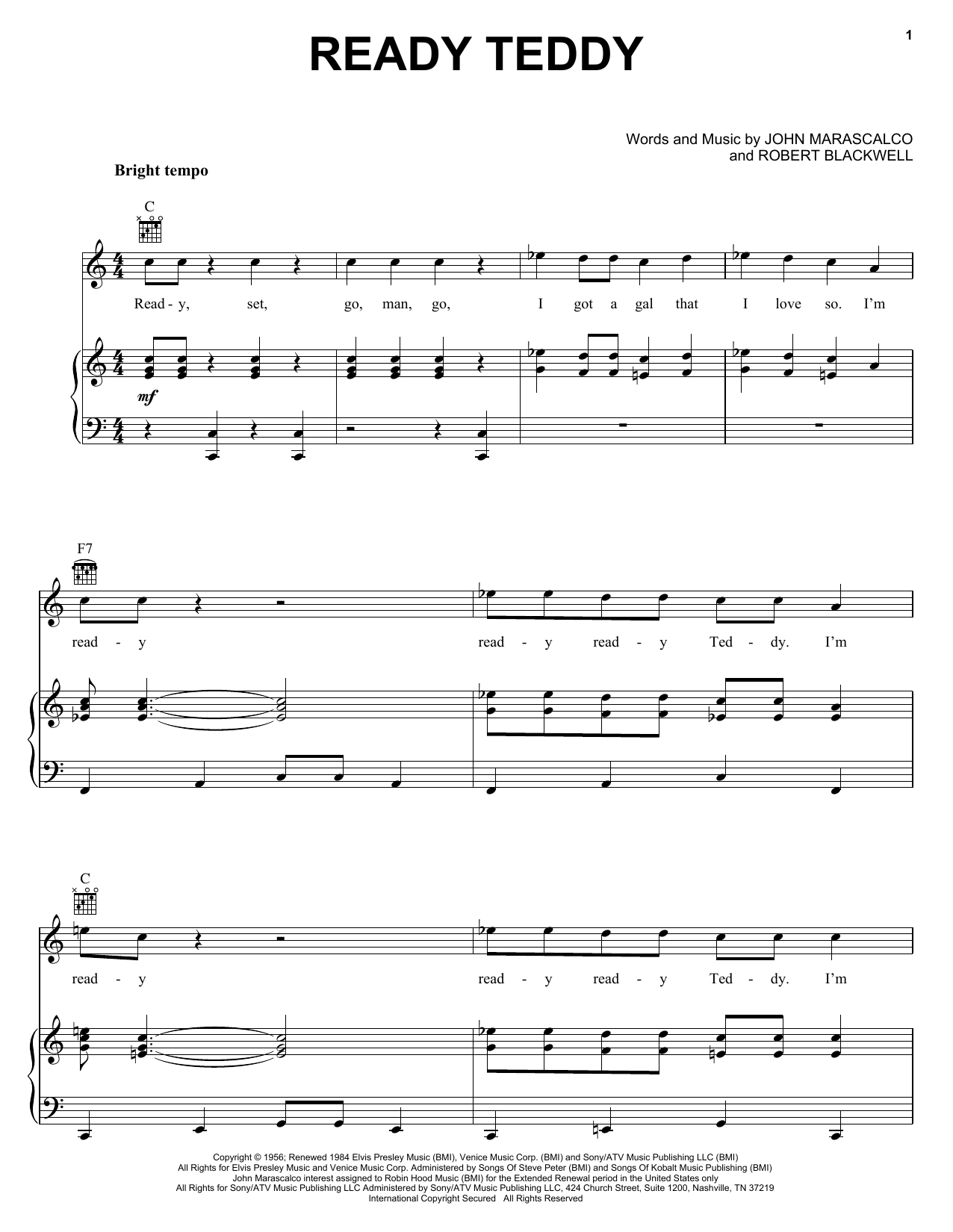 Little Richard Ready Teddy Sheet Music Notes & Chords for Real Book – Melody, Lyrics & Chords - Download or Print PDF