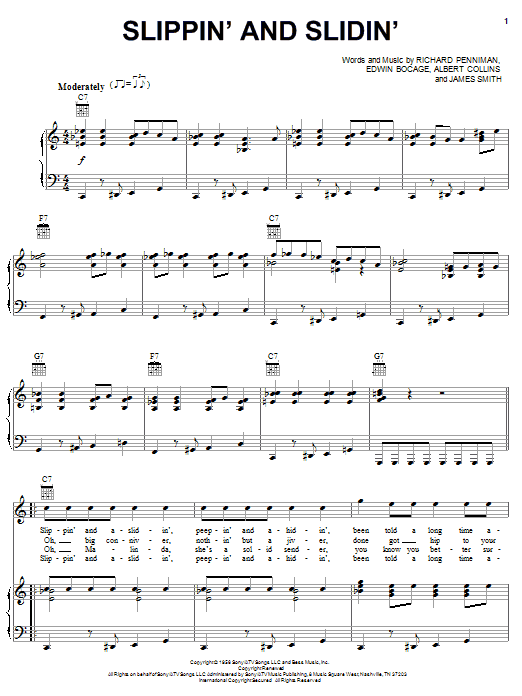 Little Richard Slippin' And Slidin' Sheet Music Notes & Chords for Melody Line, Lyrics & Chords - Download or Print PDF