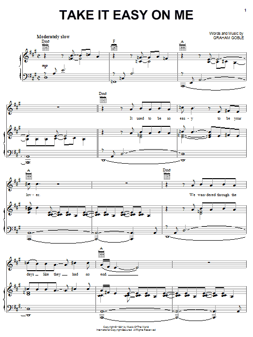 Little River Band Take It Easy On Me Sheet Music Notes & Chords for Piano, Vocal & Guitar (Right-Hand Melody) - Download or Print PDF