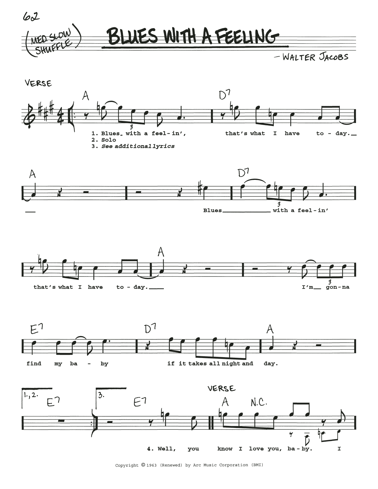 Little Walter Blues With A Feeling Sheet Music Notes & Chords for Real Book – Melody, Lyrics & Chords - Download or Print PDF