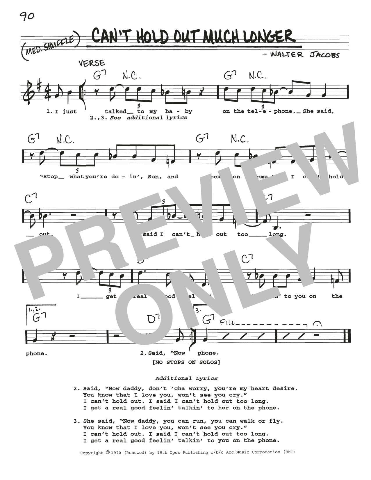Little Walter Can't Hold Out Much Longer Sheet Music Notes & Chords for Harmonica - Download or Print PDF