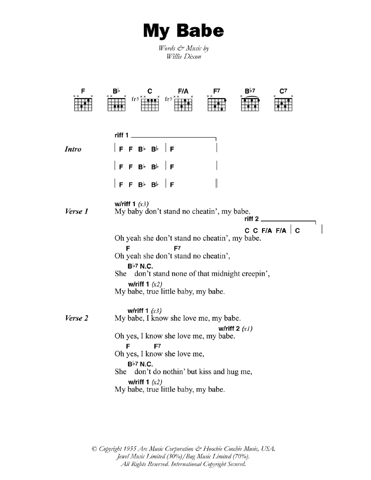 Little Walter My Babe Sheet Music Notes & Chords for Very Easy Piano - Download or Print PDF