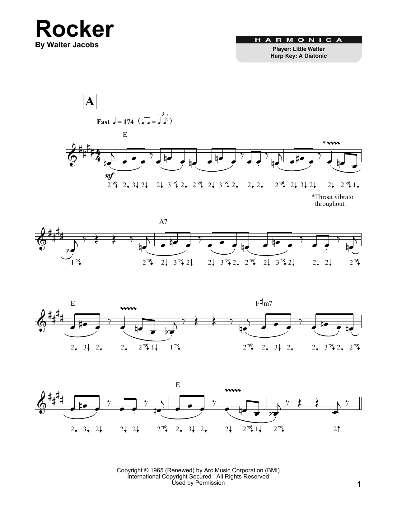 Little Walter Rocker Sheet Music Notes & Chords for Harmonica - Download or Print PDF