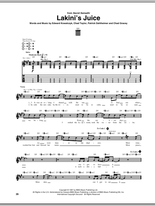 Live Lakini's Juice Sheet Music Notes & Chords for Guitar Tab - Download or Print PDF