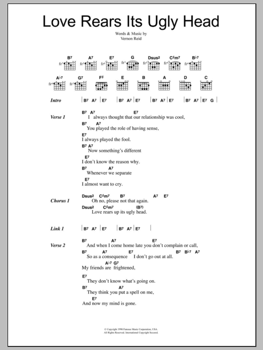 Living Colour Love Rears Its Ugly Head Sheet Music Notes & Chords for Guitar Tab - Download or Print PDF