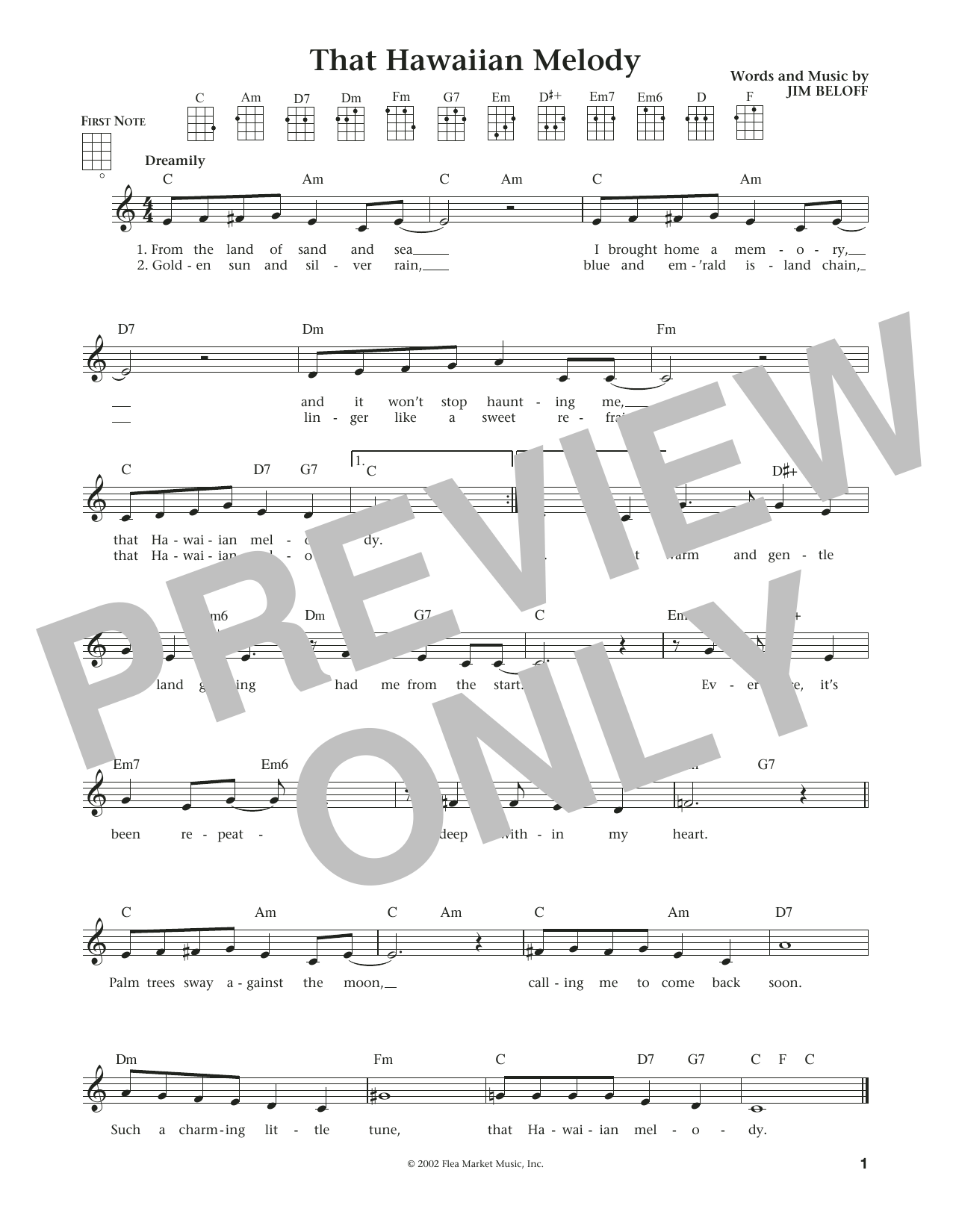 Liz and Jim Beloff That Hawaiian Melody (from The Daily Ukulele) Sheet Music Notes & Chords for Ukulele - Download or Print PDF