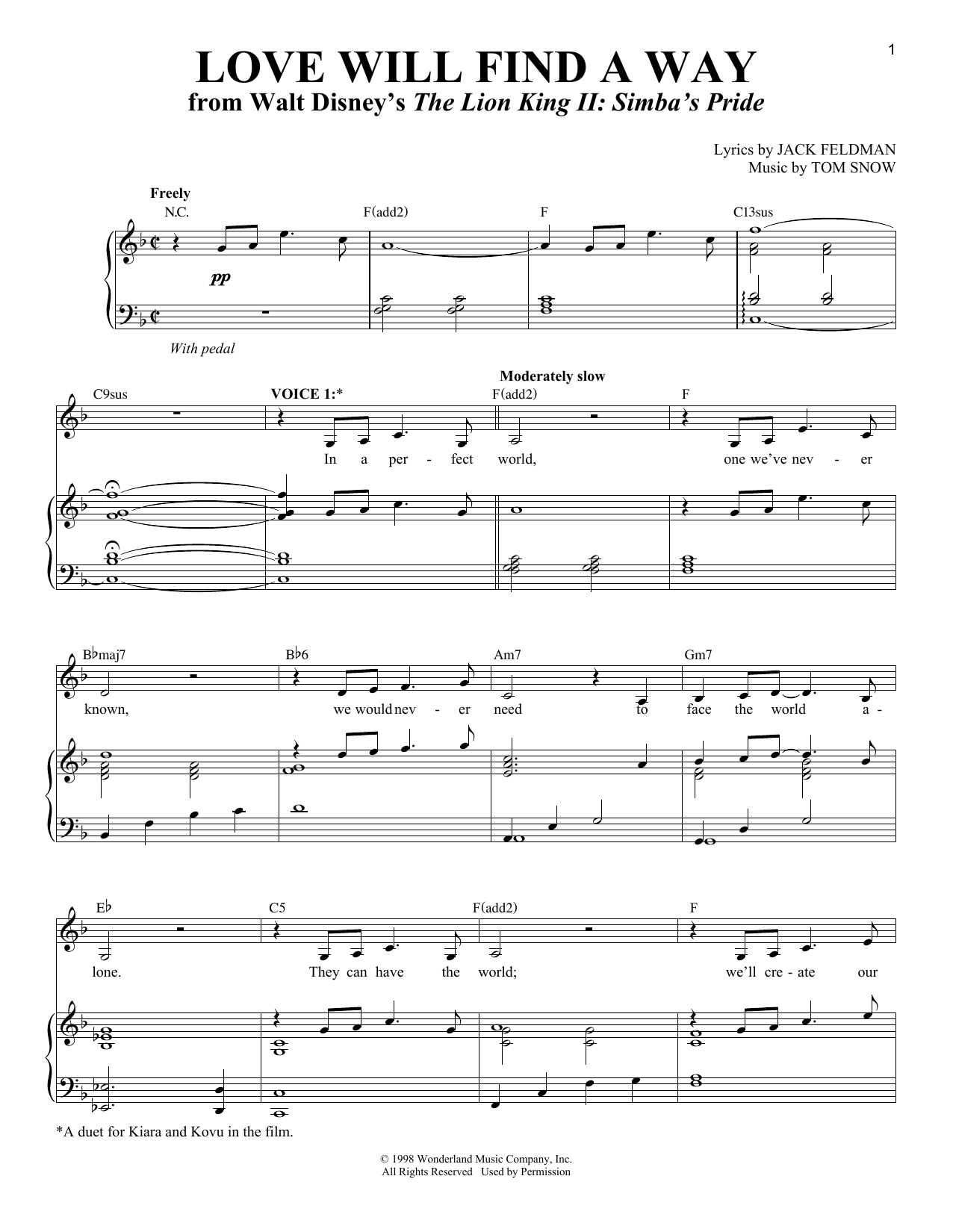 Liz Callaway & Gene Miller Love Will Find A Way (from The Lion King II: Simba's Pride) Sheet Music Notes & Chords for Guitar Tab - Download or Print PDF