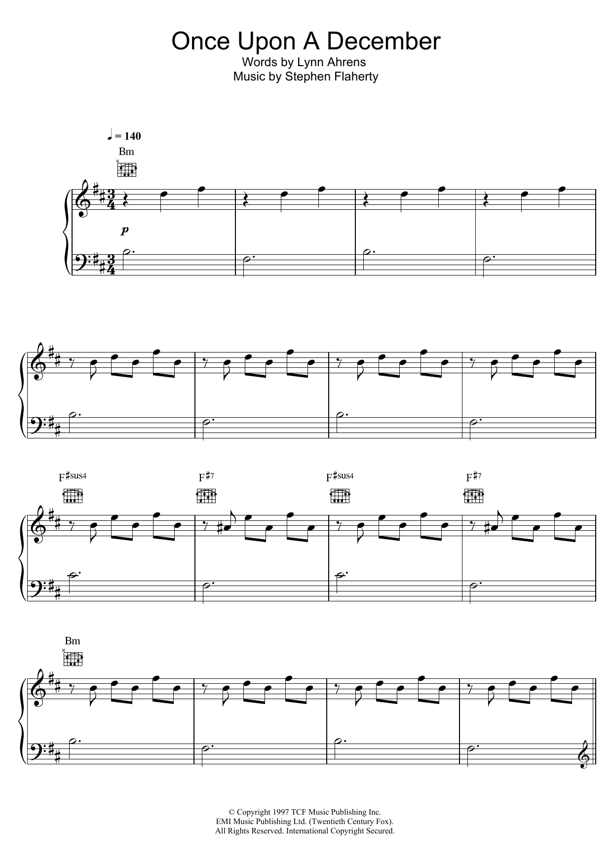 Liz Callaway Once Upon A December (from Anastasia) Sheet Music Notes & Chords for Piano, Vocal & Guitar (Right-Hand Melody) - Download or Print PDF