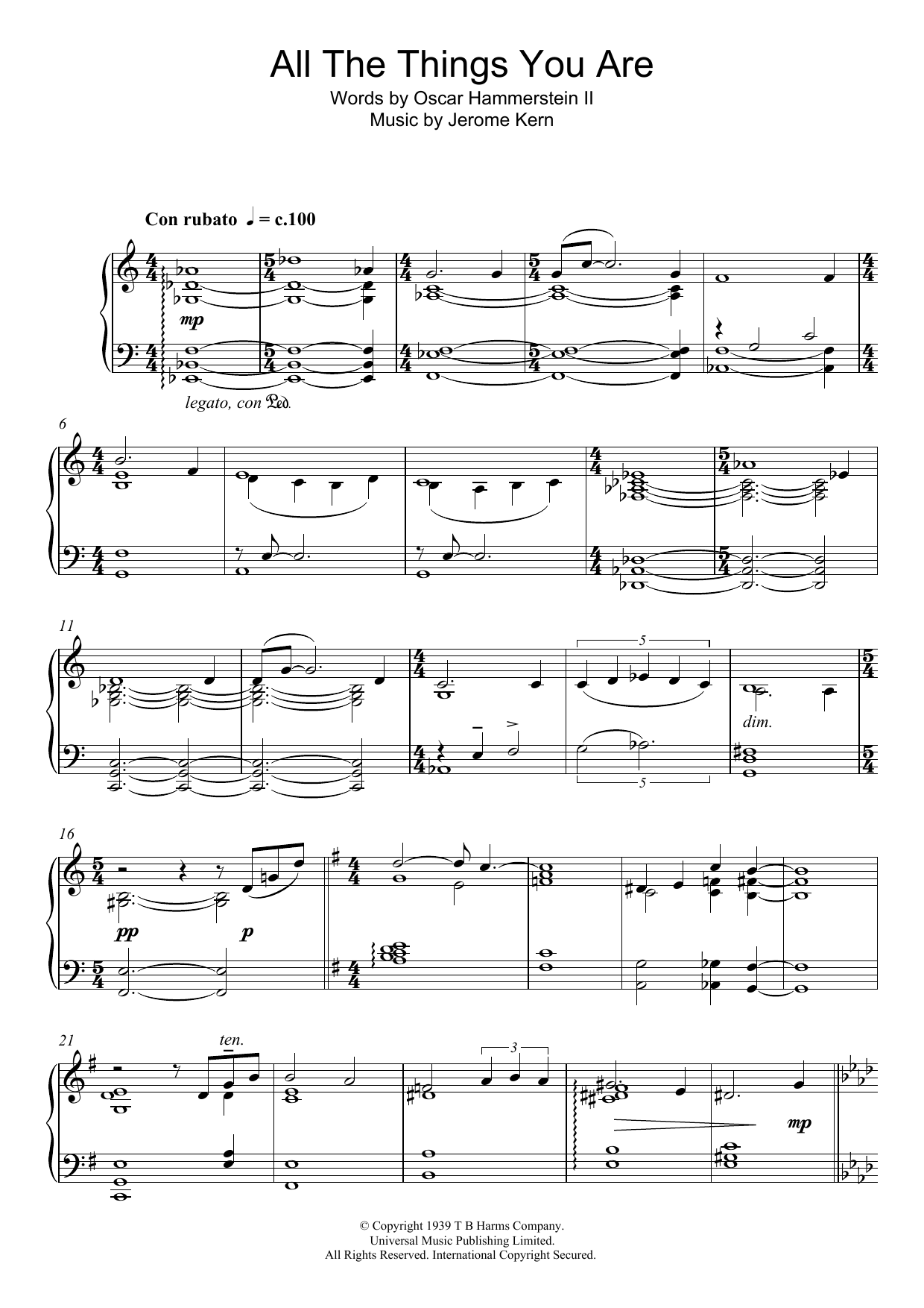 Liz Story All The Things You Are Sheet Music Notes & Chords for Piano - Download or Print PDF