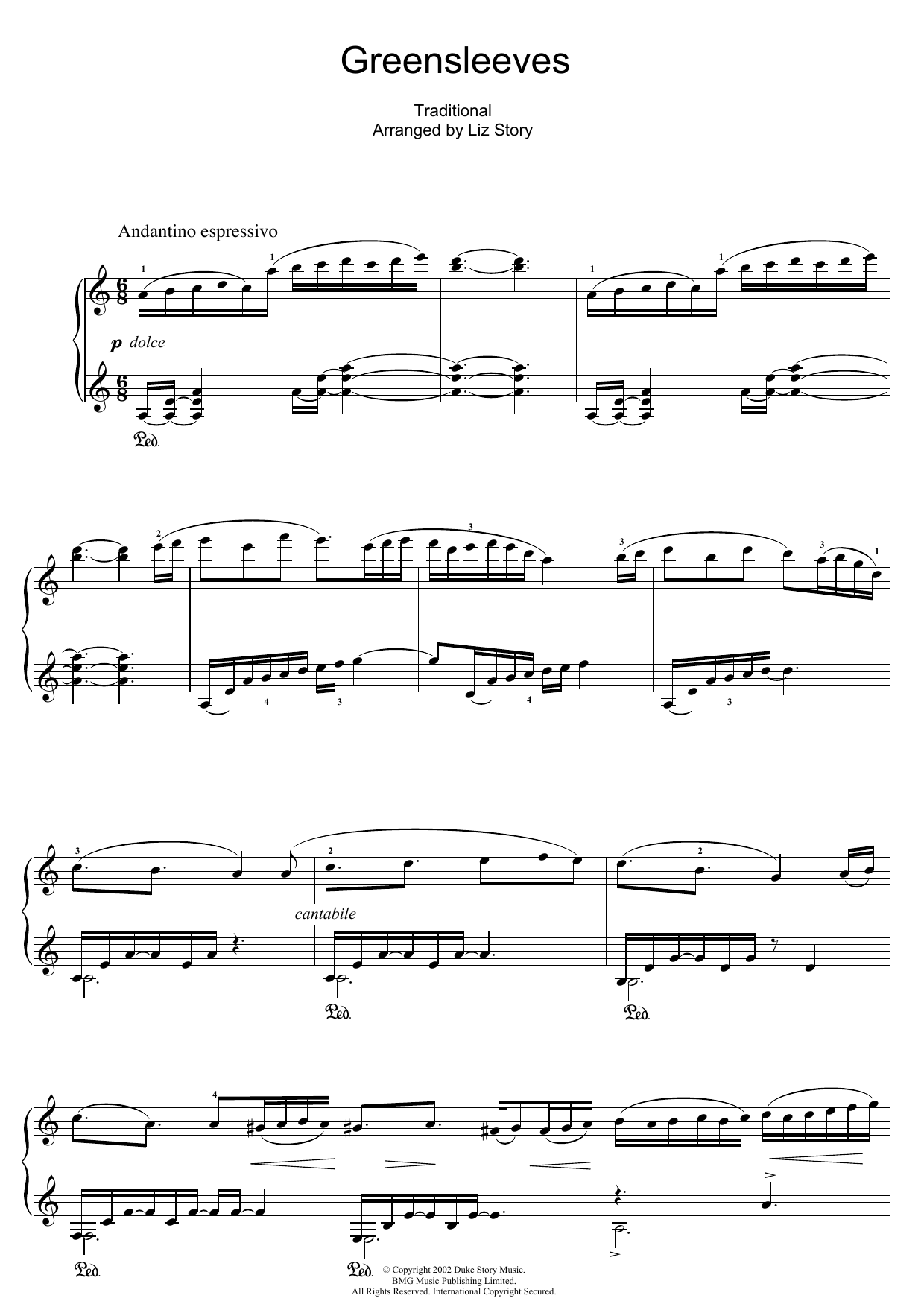 Liz Story Greensleeves Sheet Music Notes & Chords for Piano - Download or Print PDF