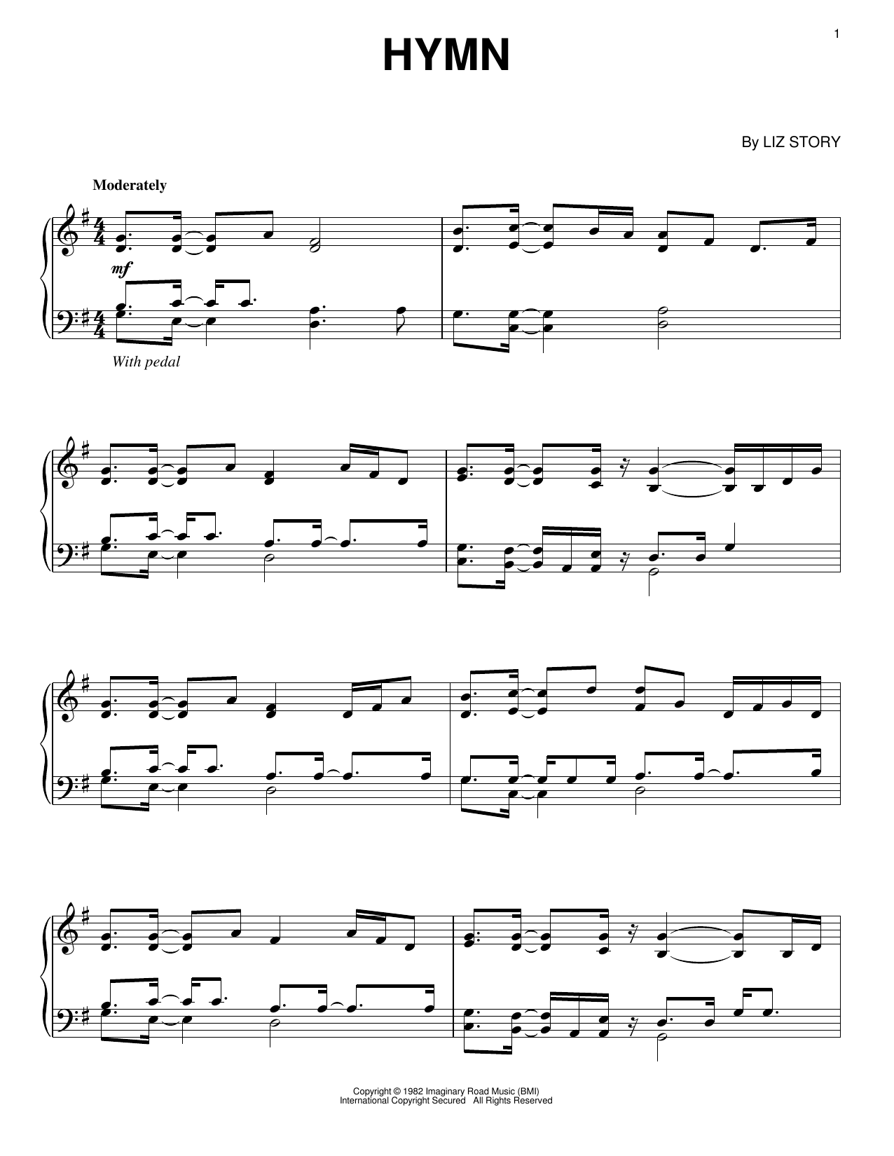 Liz Story Hymn Sheet Music Notes & Chords for Piano - Download or Print PDF