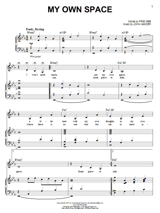 Liza Minnelli My Own Space Sheet Music Notes & Chords for Piano & Vocal - Download or Print PDF