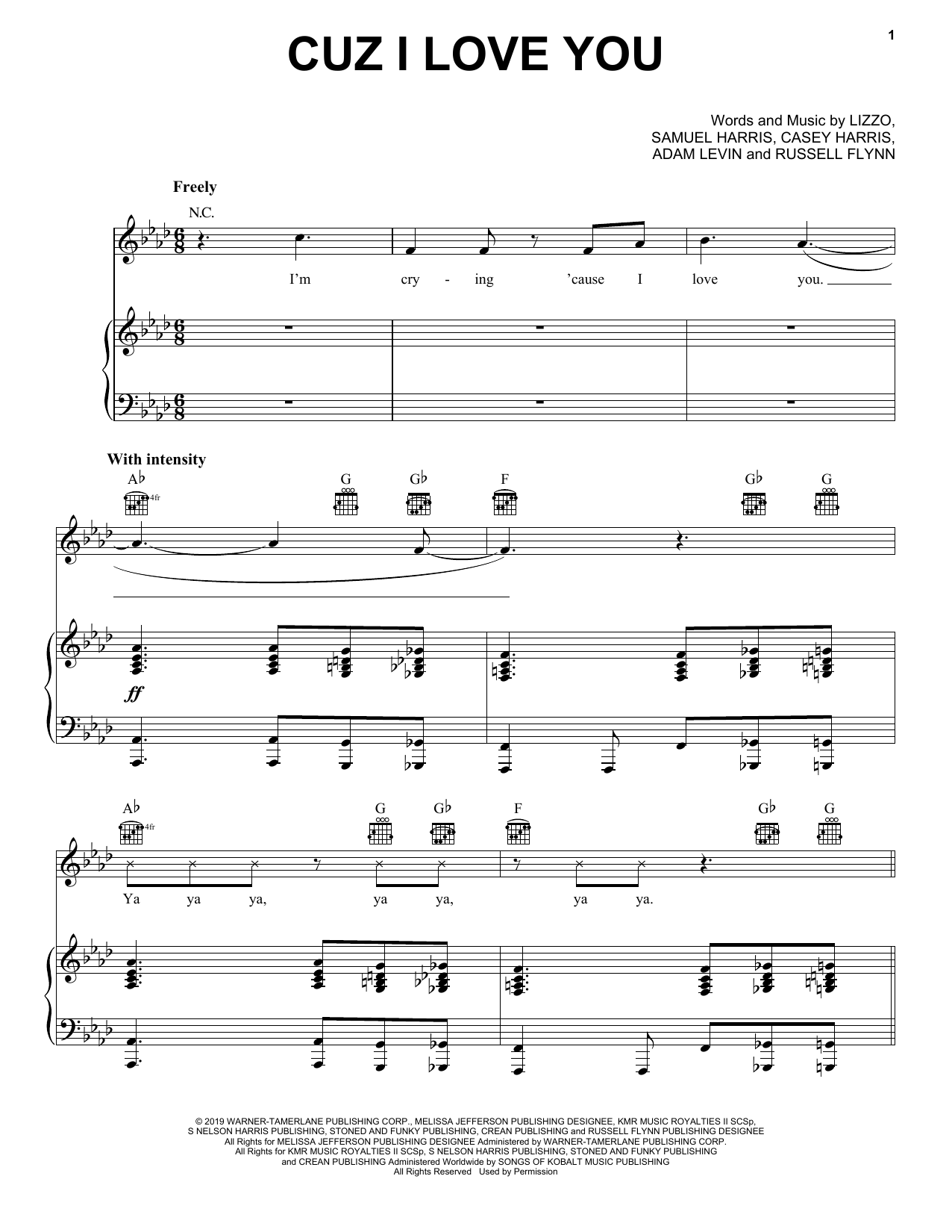 Lizzo Cuz I Love You Sheet Music Notes & Chords for Piano, Vocal & Guitar (Right-Hand Melody) - Download or Print PDF