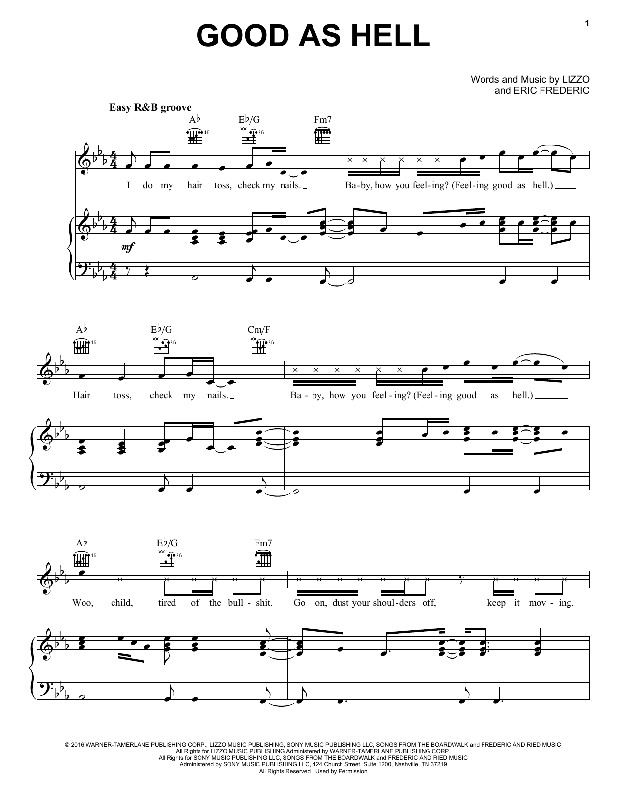 Lizzo Good As Hell Sheet Music Notes & Chords for Big Note Piano - Download or Print PDF