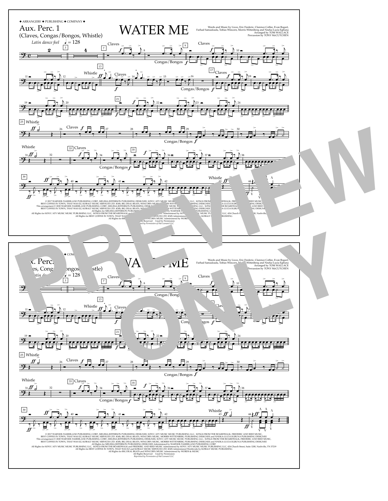 Lizzo Water Me (arr. Tom Wallace) - Aux. Perc. 1 Sheet Music Notes & Chords for Marching Band - Download or Print PDF