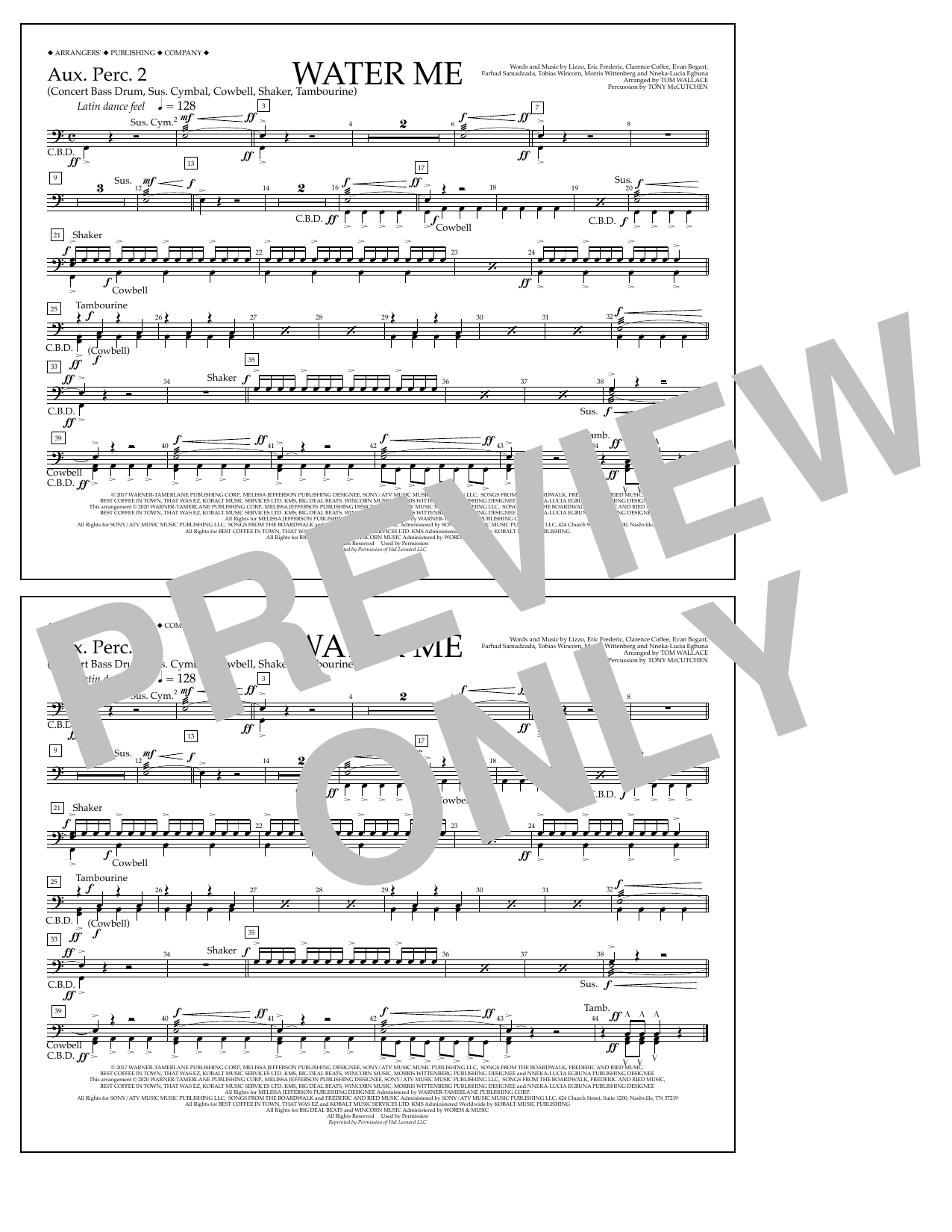 Lizzo Water Me (arr. Tom Wallace) - Aux. Perc. 2 Sheet Music Notes & Chords for Marching Band - Download or Print PDF