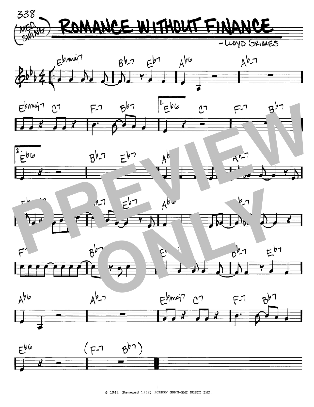 Lloyd Grimes Romance Without Finance Sheet Music Notes & Chords for Real Book - Melody & Chords - C Instruments - Download or Print PDF Lloyd Grimes Romance Without Finance Sheet Music Notes & Chords for Real Book - Melody & Chords - C Instruments - Download or Print PDF