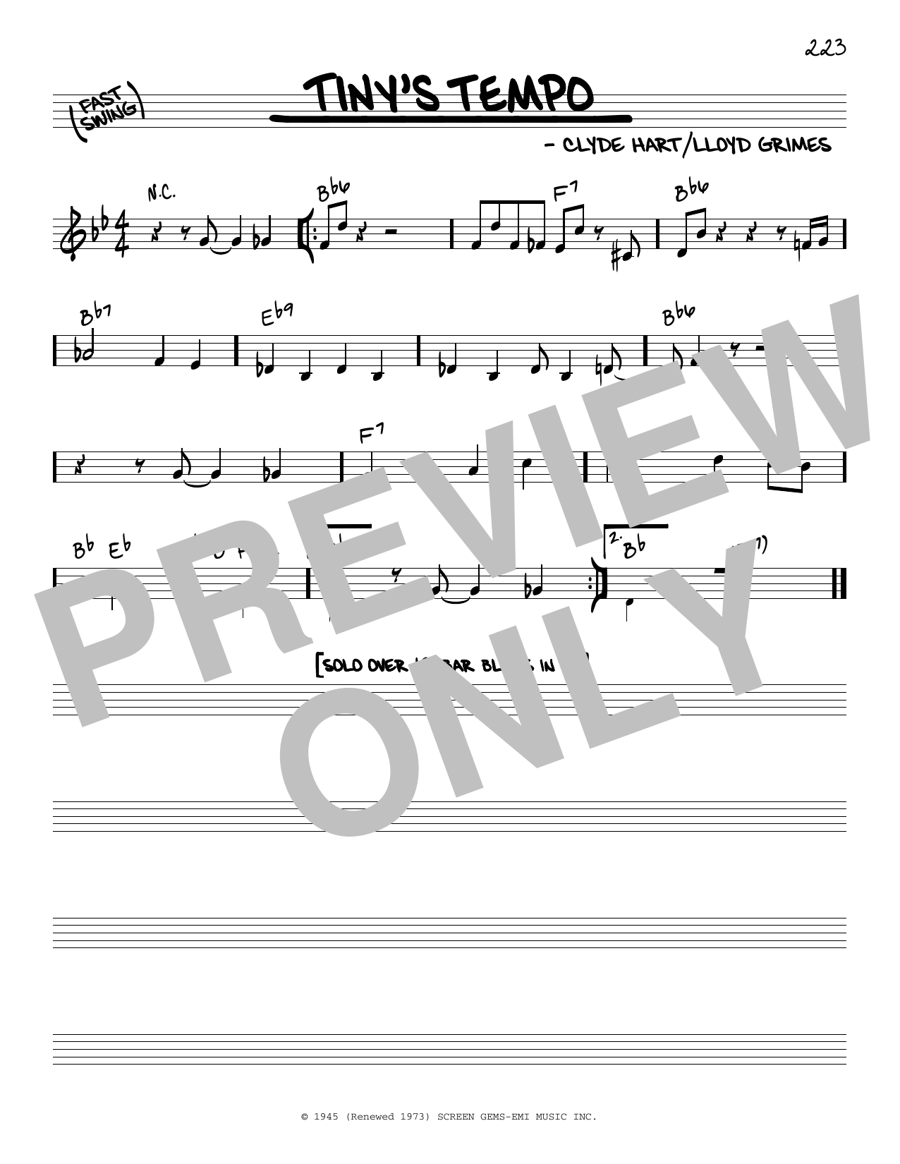 Lloyd Grimes Tiny's Tempo Sheet Music Notes & Chords for Real Book – Melody & Chords - Download or Print PDF