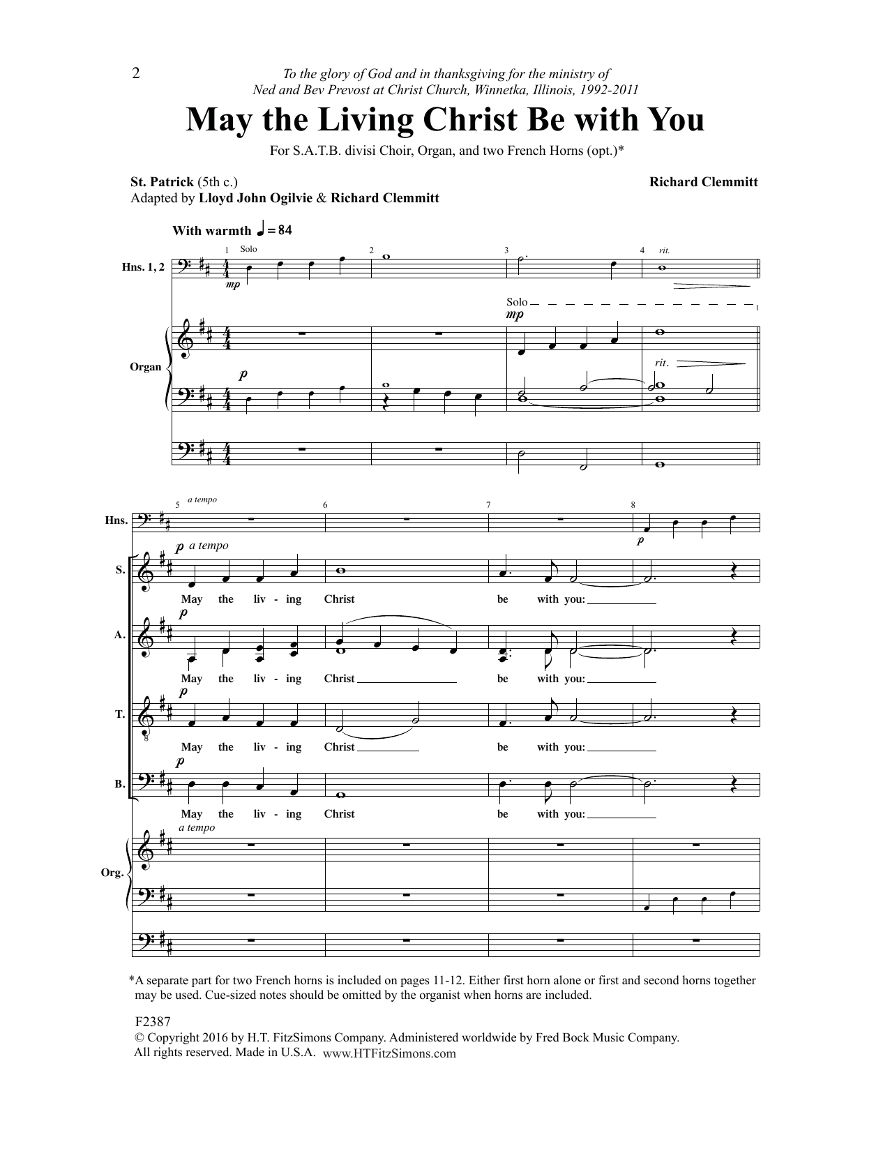 Lloyd John Ogilvie May the Living Christ Be with You Sheet Music Notes & Chords for Choral - Download or Print PDF