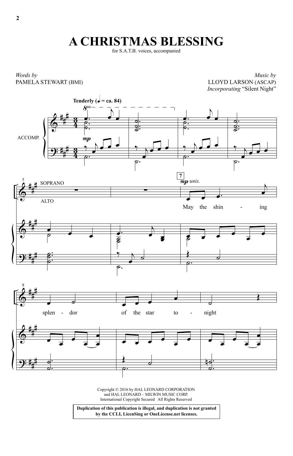Lloyd Larson A Christmas Blessing Sheet Music Notes & Chords for SATB - Download or Print PDF