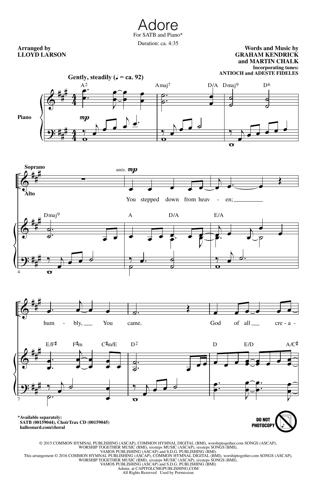 Lloyd Larson Adore Sheet Music Notes & Chords for SATB - Download or Print PDF