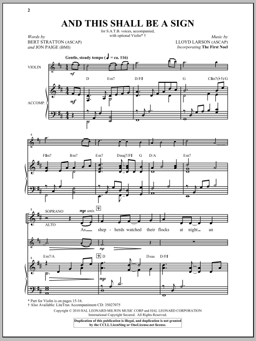 Lloyd Larson And This Shall Be A Sign Sheet Music Notes & Chords for SATB - Download or Print PDF Lloyd Larson And This Shall Be A Sign Sheet Music Notes & Chords for SATB - Download or Print PDF
