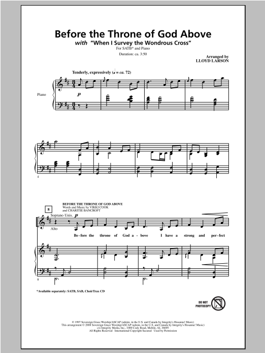 Lloyd Larson Before The Throne Of God Above Sheet Music Notes & Chords for SAB - Download or Print PDF