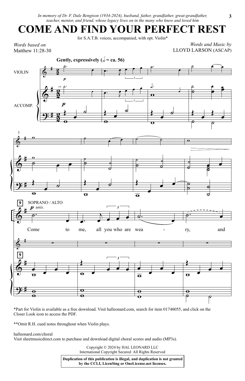 Lloyd Larson Come And Find Your Perfect Rest Sheet Music Notes & Chords for SATB Choir - Download or Print PDF Lloyd Larson Come And Find Your Perfect Rest Sheet Music Notes & Chords for SATB Choir - Download or Print PDF