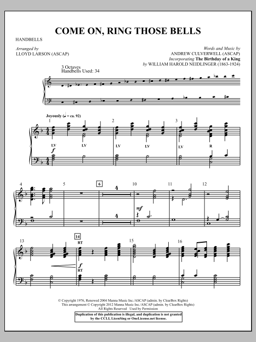 Lloyd Larson Come On, Ring Those Bells Sheet Music Notes & Chords for SATB - Download or Print PDF
