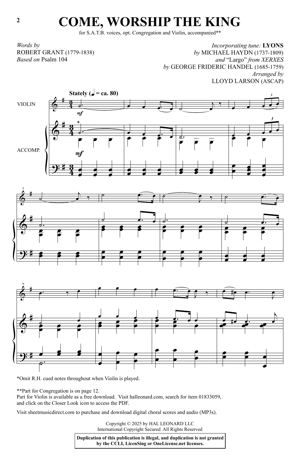 Lloyd Larson Come, Worship The King Sheet Music Notes & Chords for SATB Choir - Download or Print PDF