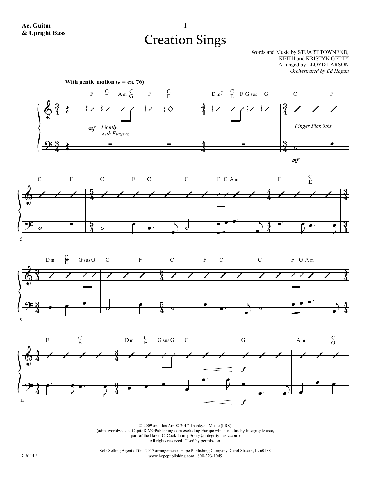 Lloyd Larson Creation Sings - Acoustic Guitar/Electric Bass Sheet Music Notes & Chords for Choir Instrumental Pak - Download or Print PDF