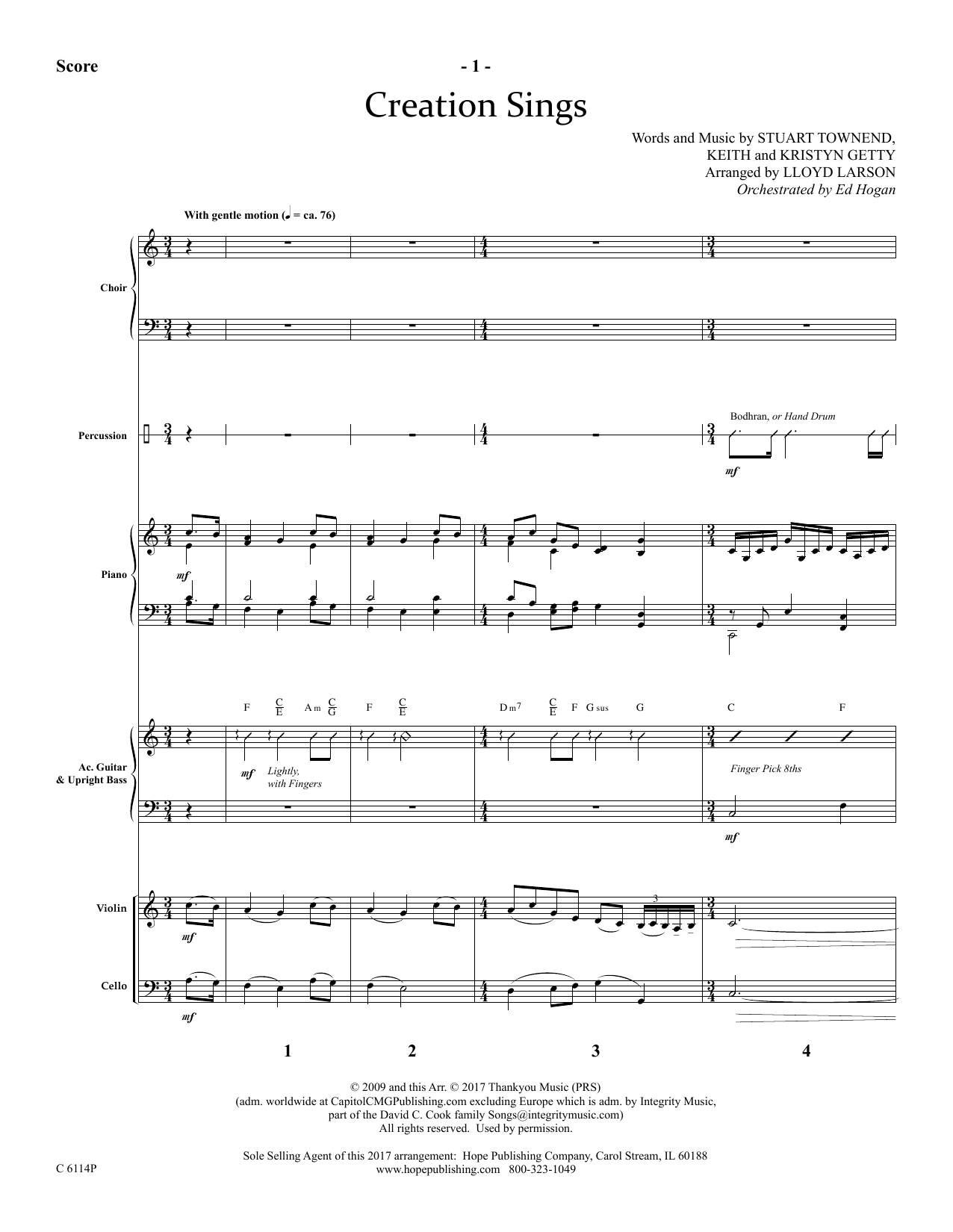 Lloyd Larson Creation Sings - Full Score Sheet Music Notes & Chords for Choir Instrumental Pak - Download or Print PDF