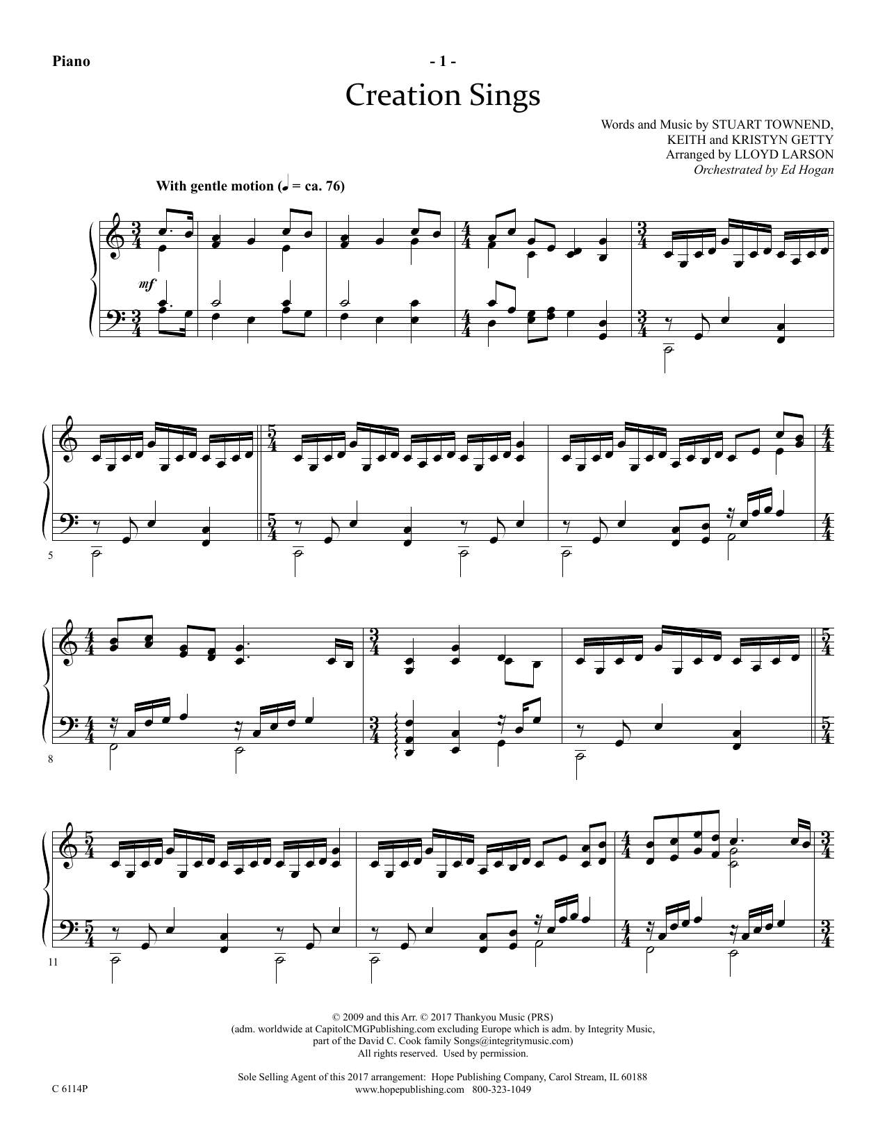 Lloyd Larson Creation Sings - Piano Sheet Music Notes & Chords for Choir Instrumental Pak - Download or Print PDF