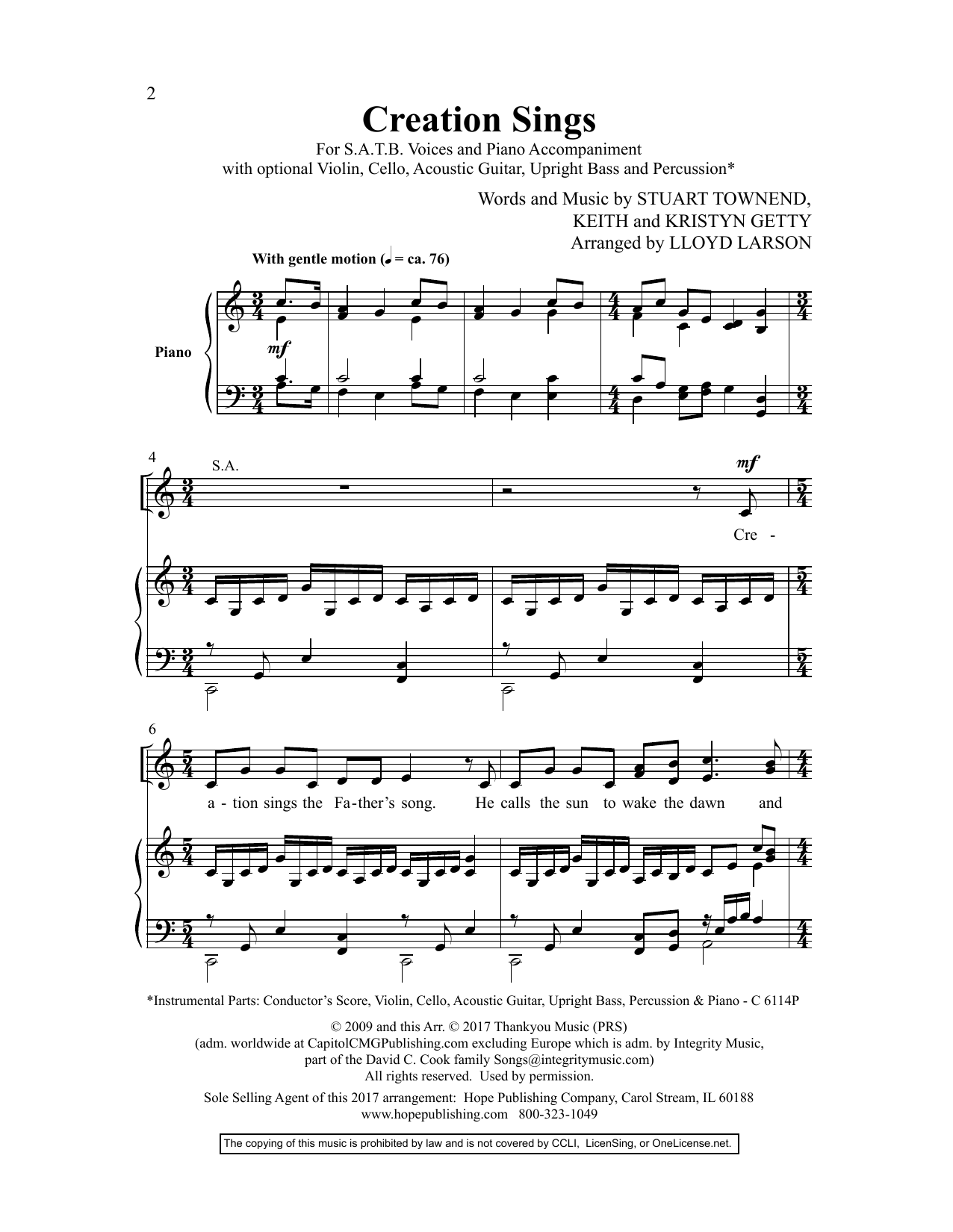 Lloyd Larson Creation Sings Sheet Music Notes & Chords for Choir - Download or Print PDF