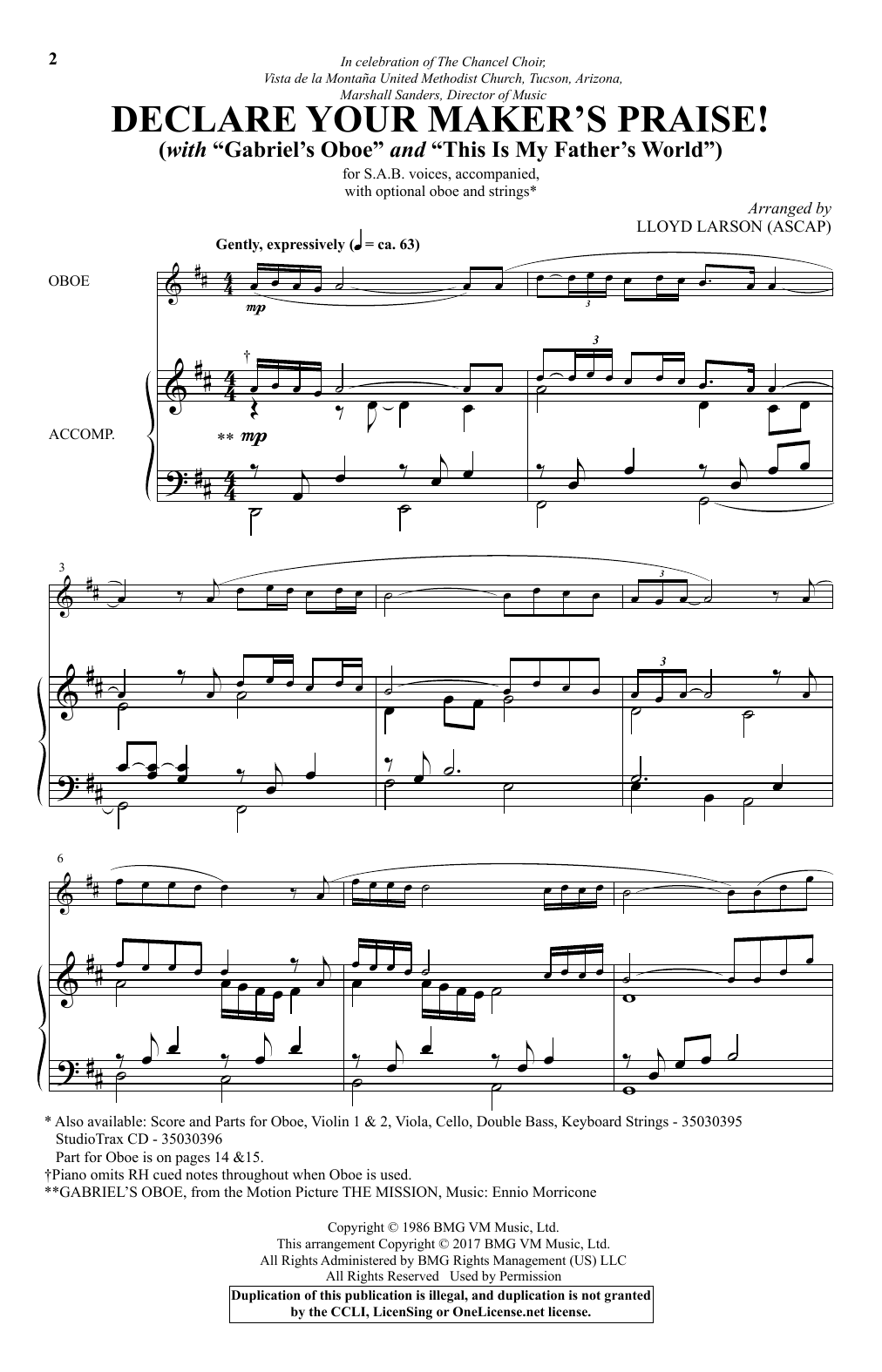 Lloyd Larson Declare Your Maker's Praise! Sheet Music Notes & Chords for Choral - Download or Print PDF