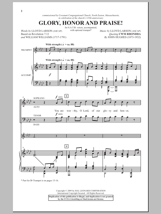 Lloyd Larson Glory, Honor And Praise Sheet Music Notes & Chords for SATB - Download or Print PDF