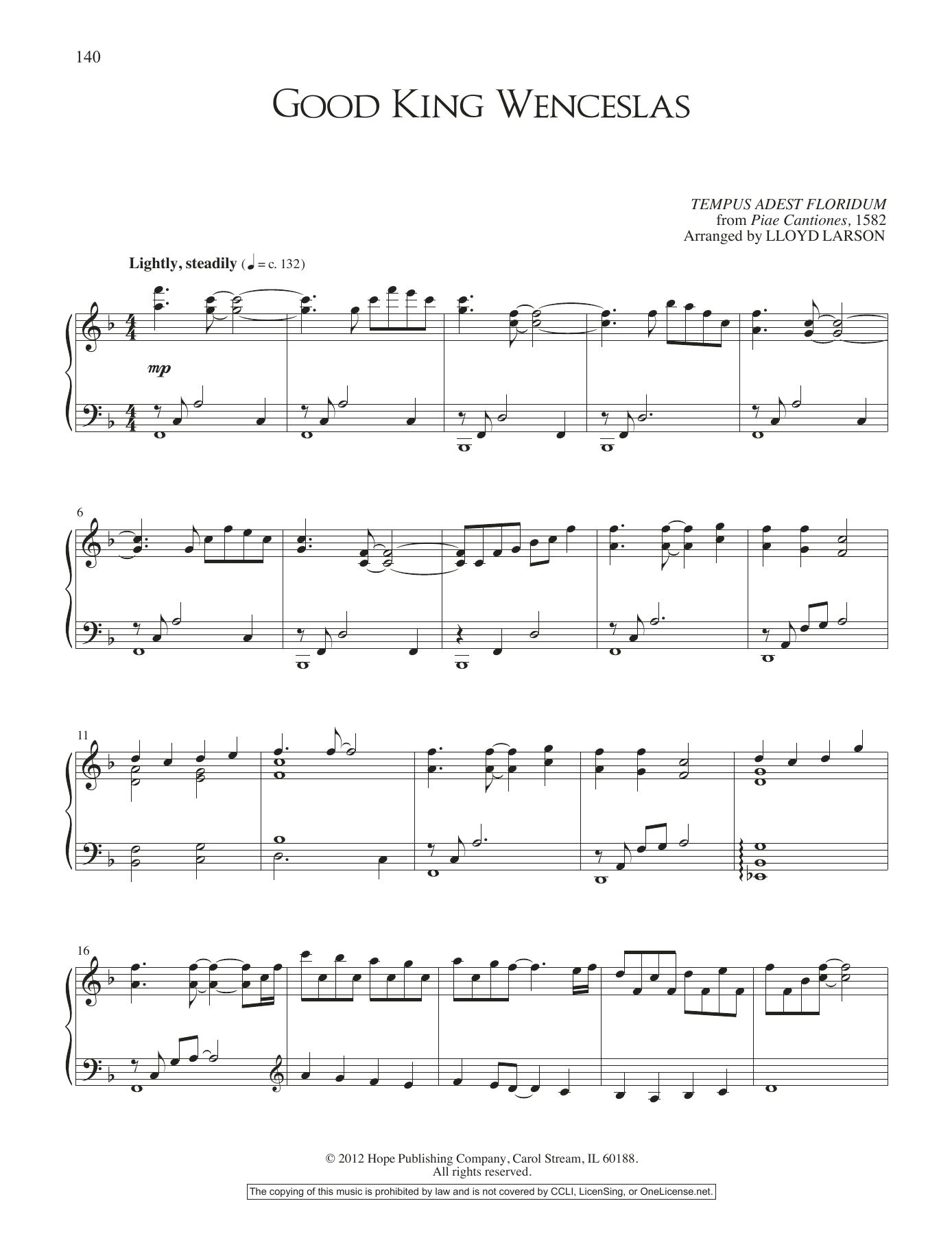 Lloyd Larson Good King Wenceslas Sheet Music Notes & Chords for Piano Solo - Download or Print PDF