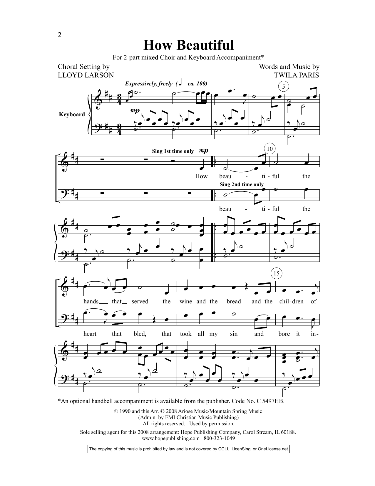 Lloyd Larson How Beautiful Sheet Music Notes & Chords for Piano, Vocal & Guitar (Right-Hand Melody) - Download or Print PDF