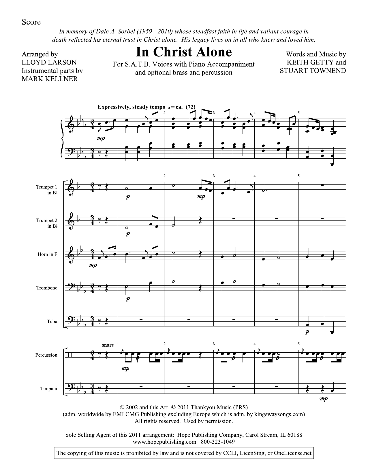 Lloyd Larson In Christ Alone - Full Score Sheet Music Notes & Chords for Choir Instrumental Pak - Download or Print PDF