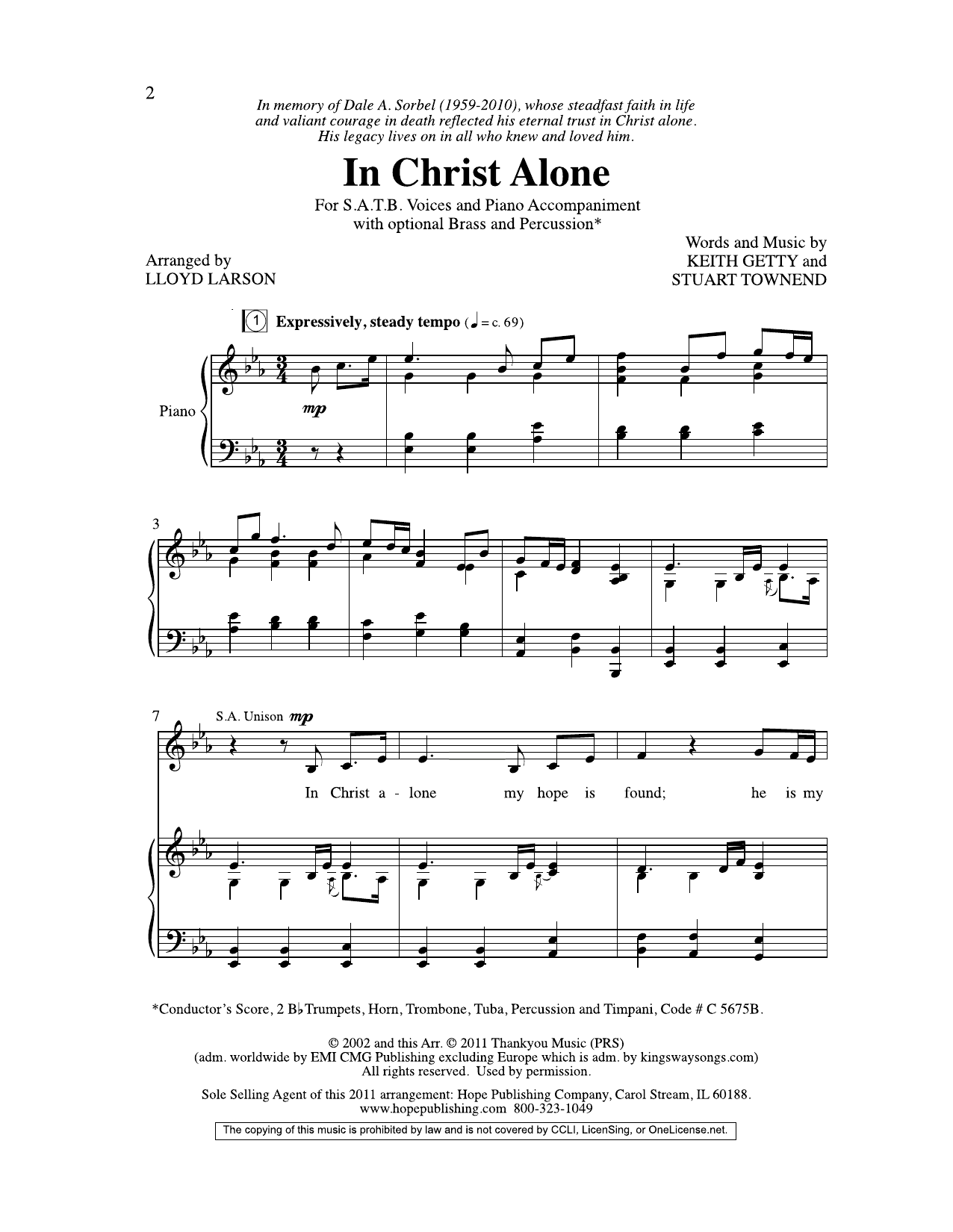 Lloyd Larson In Christ Alone Sheet Music Notes & Chords for Choir - Download or Print PDF