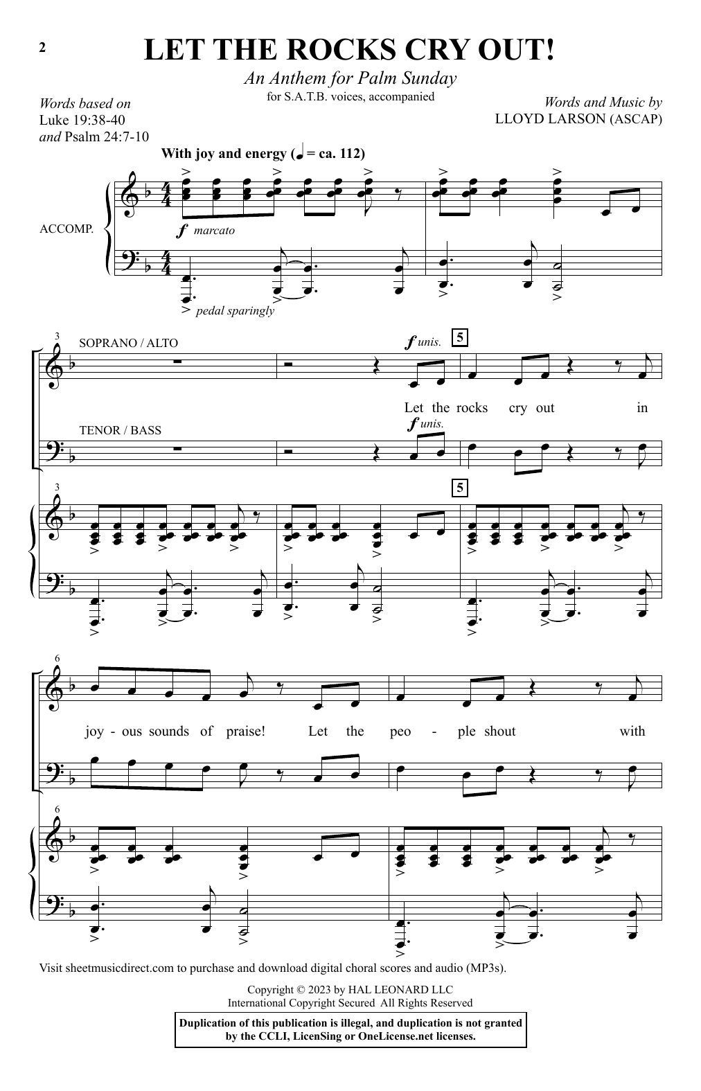 Lloyd Larson Let The Rocks Cry Out! (An Anthem For Palm Sunday) Sheet Music Notes & Chords for SATB Choir - Download or Print PDF