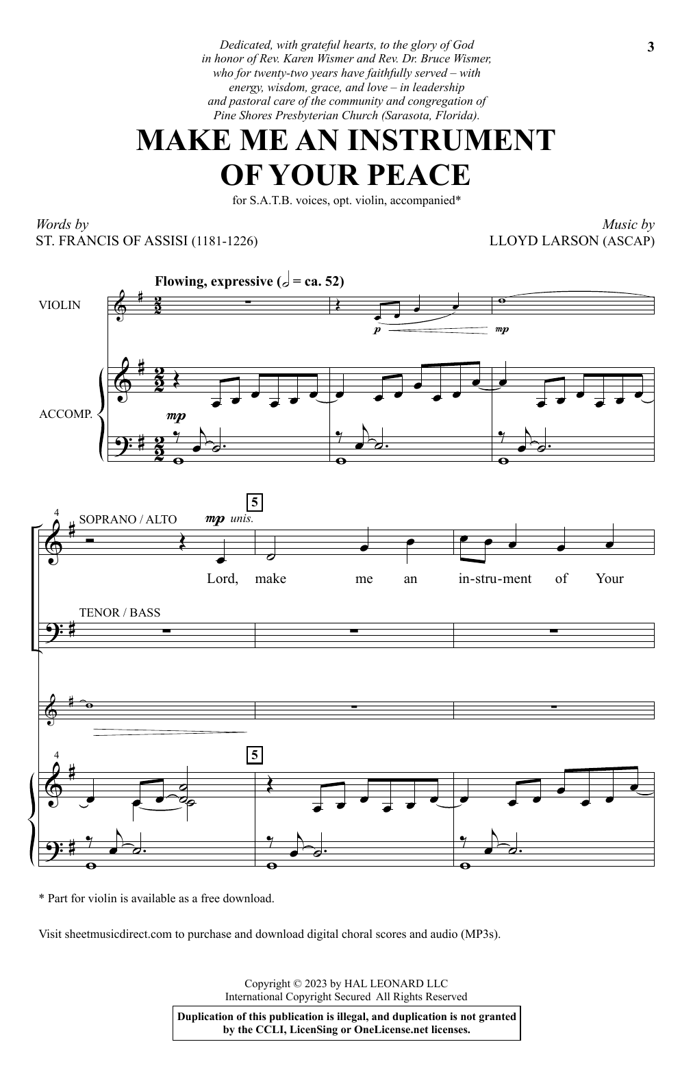 Lloyd Larson Make Me An Instrument Of Your Peace Sheet Music Notes & Chords for SATB Choir - Download or Print PDF