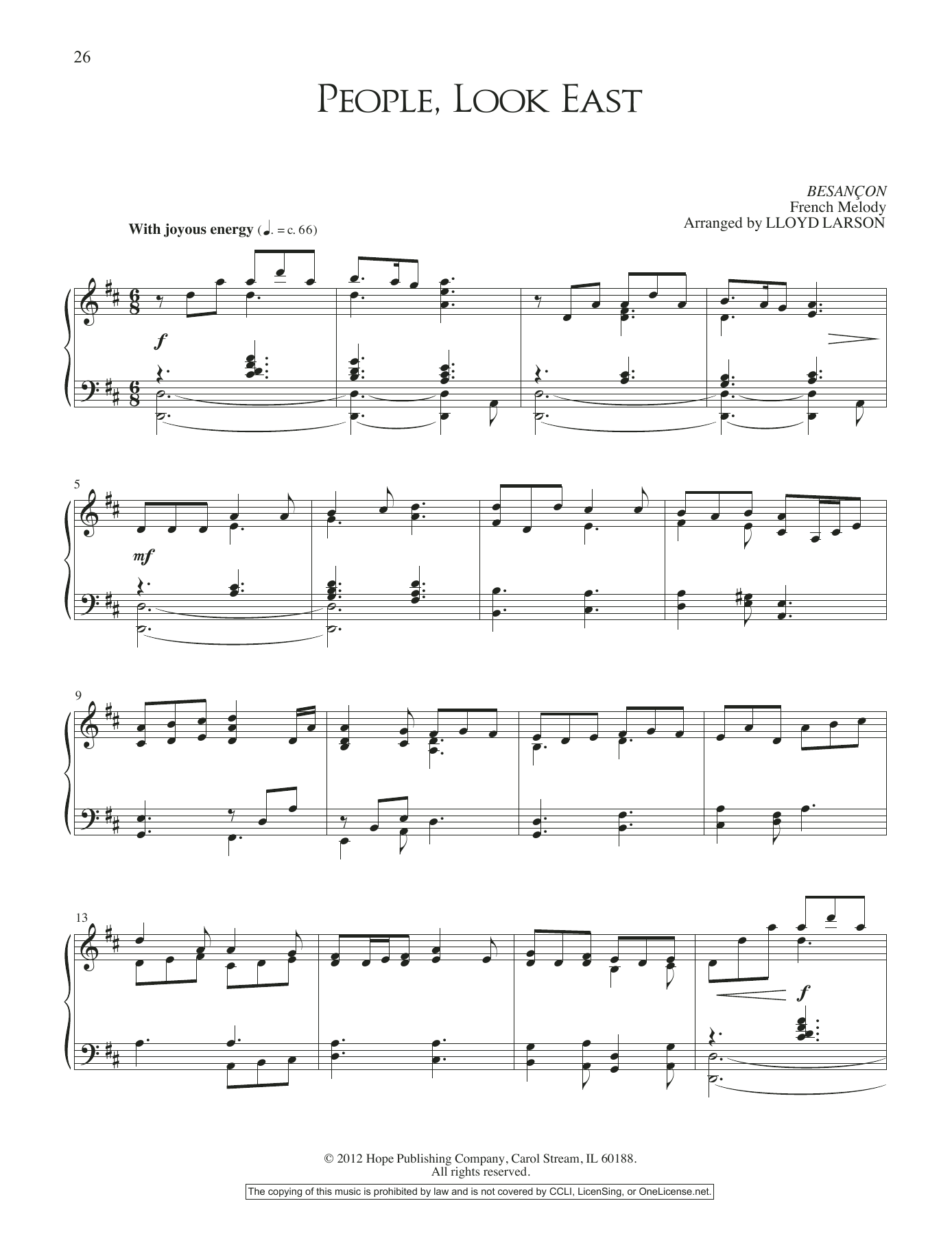 Lloyd Larson People, Look East Sheet Music Notes & Chords for Piano Solo - Download or Print PDF